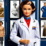 **Prompt:** Barbie doll in various careers (doctor, astronaut, CEO), surrounded by images of historical female figures like Marie Curie, Rosa Parks, and Simone de Beauvoir, reflecting the evolution of women's aspirations.